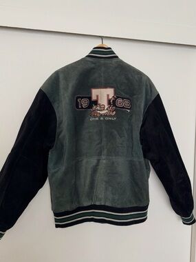 Disney Green and Black Varsity Bomber Jacket with Back Emblem
